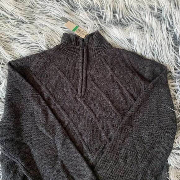 Perry Ellis Mens Quarter Zip‎  Sweater Size L Soft Cable Knit Gray NEW with tags - Picture 2 of 7